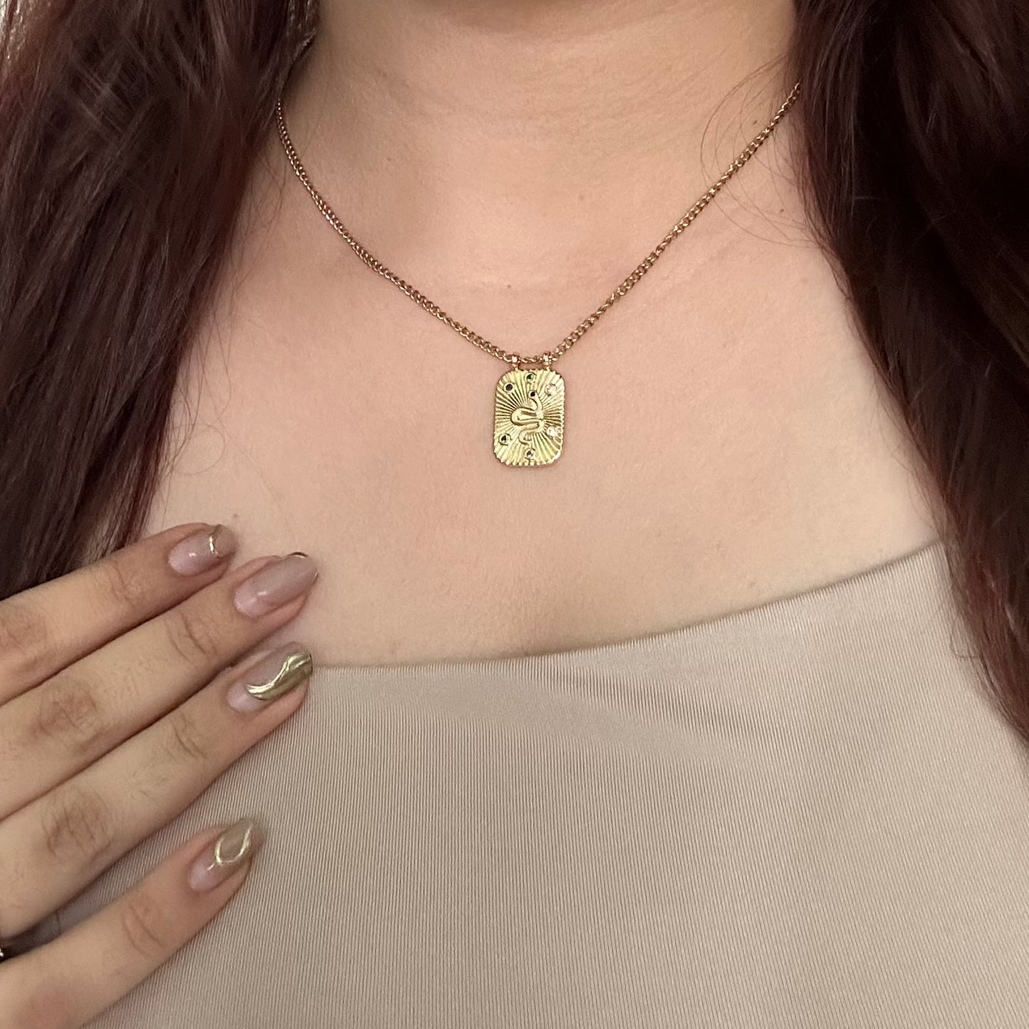 SNAKE CARVED NECKLACE | 18K GOLD PLATED
