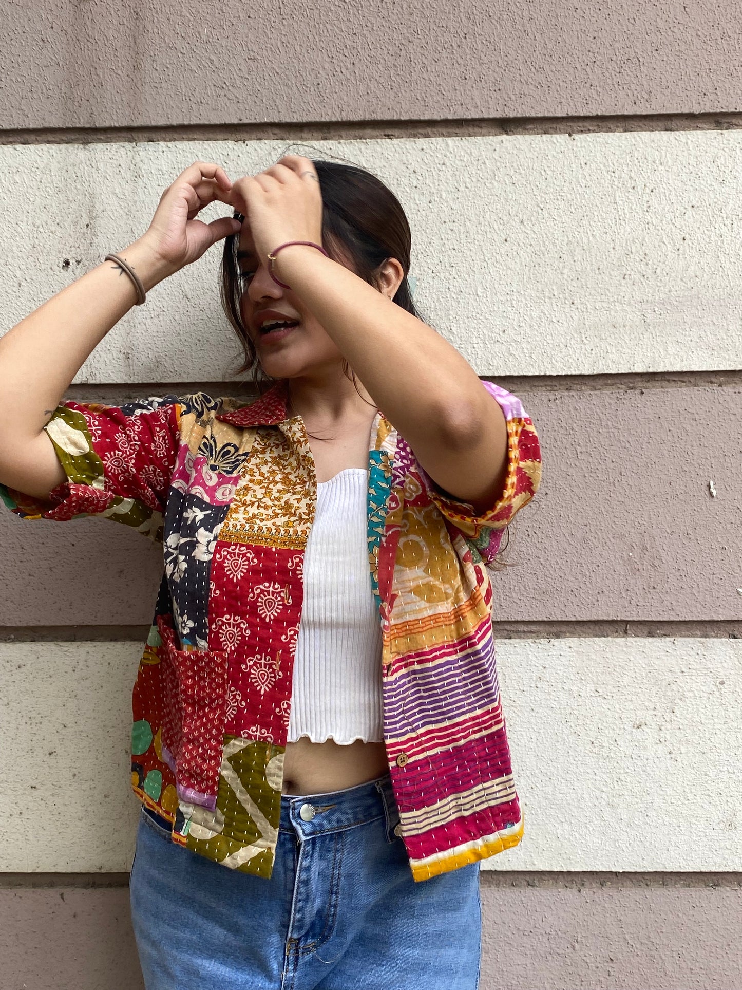Patchwork Quilted crop Jacket