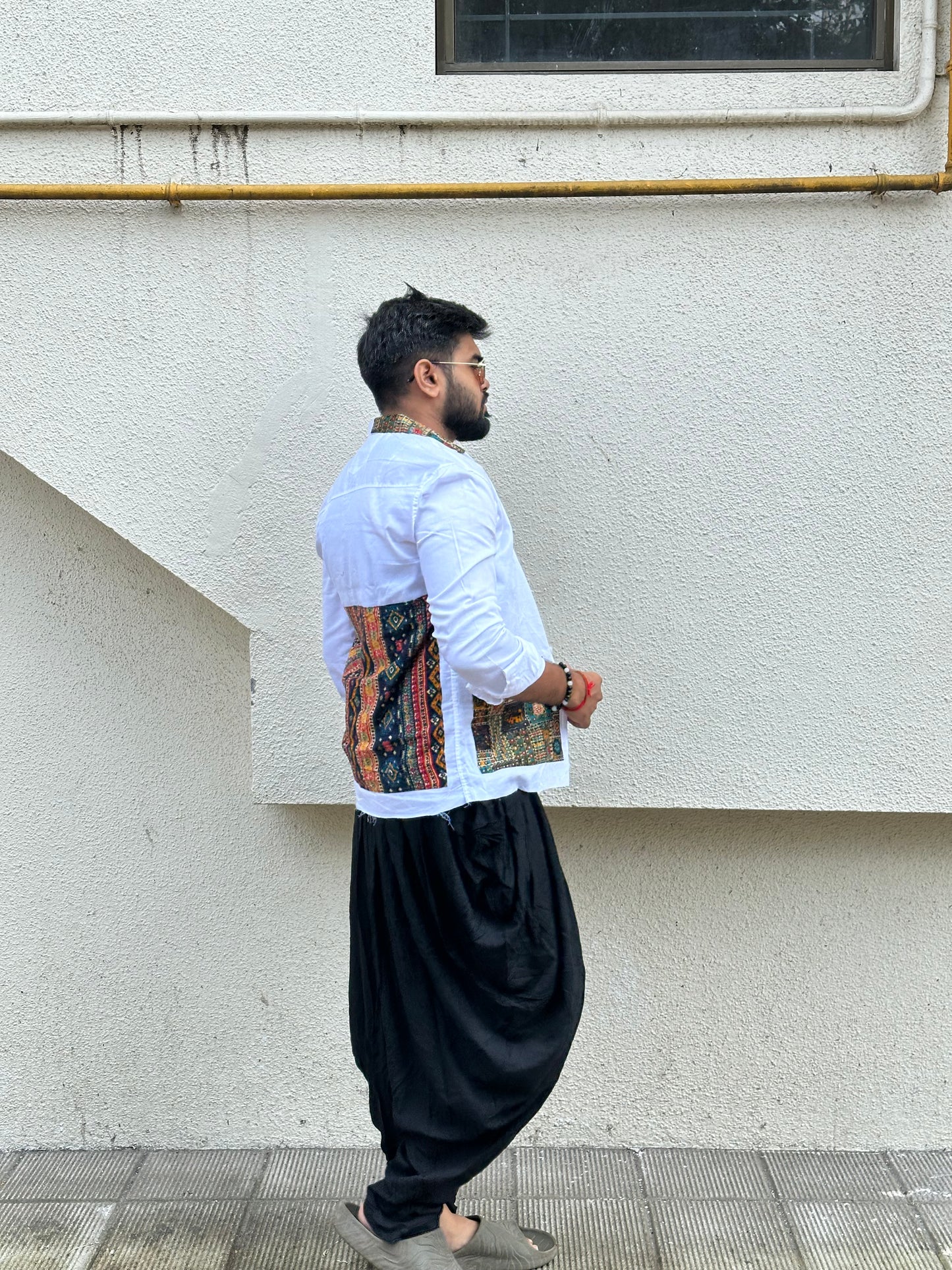 White Patchwork Unisex Shirt