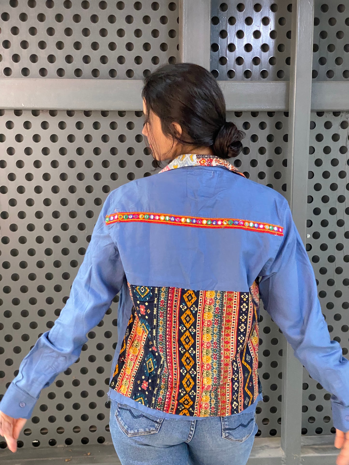 Patchwork Denim Unisex Shirt