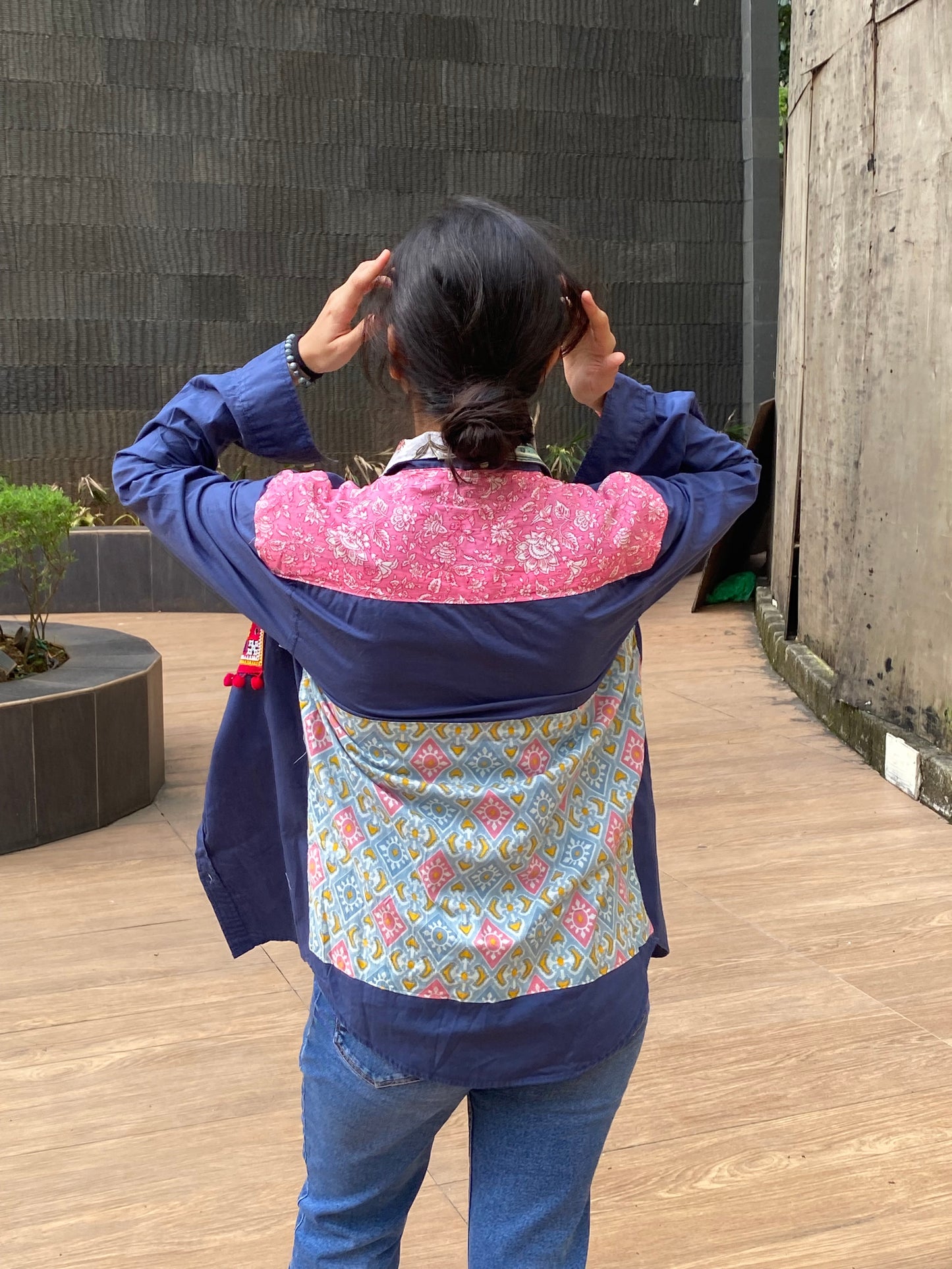Patchwork Denim unisex shirt