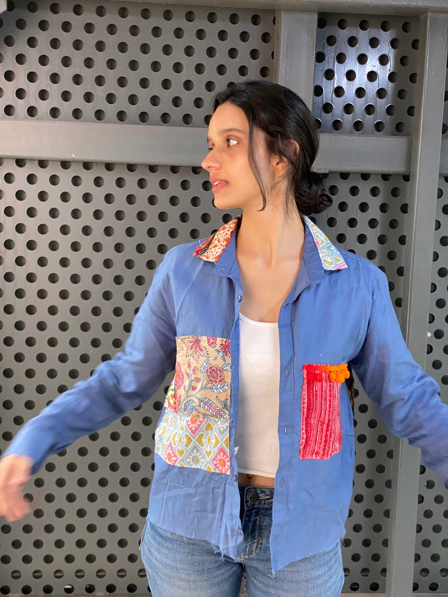 Patchwork Denim Unisex Shirt