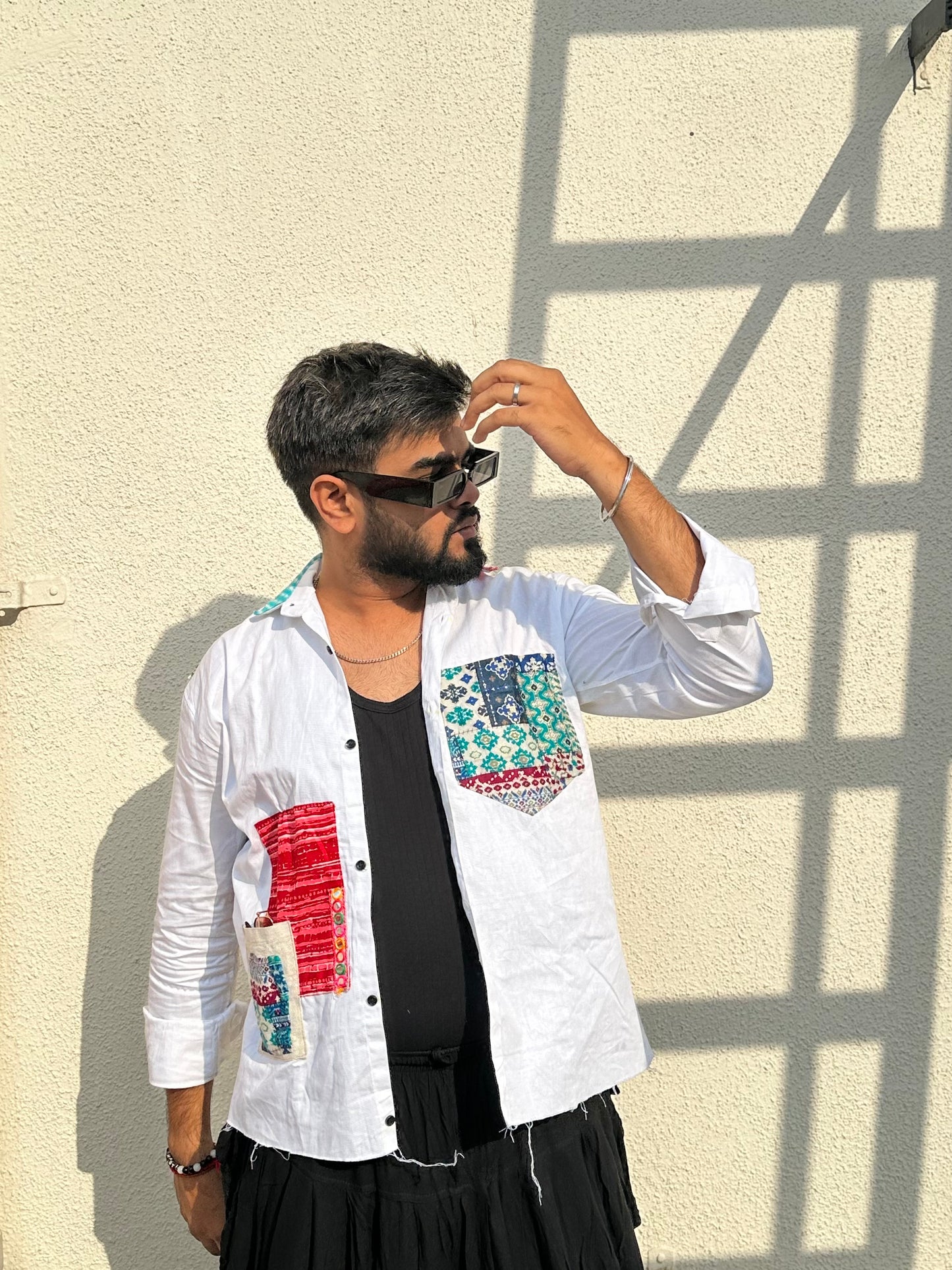 Safed Patchwork Shirt