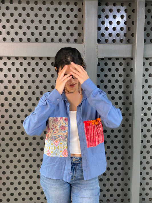 Patchwork Denim Unisex Shirt