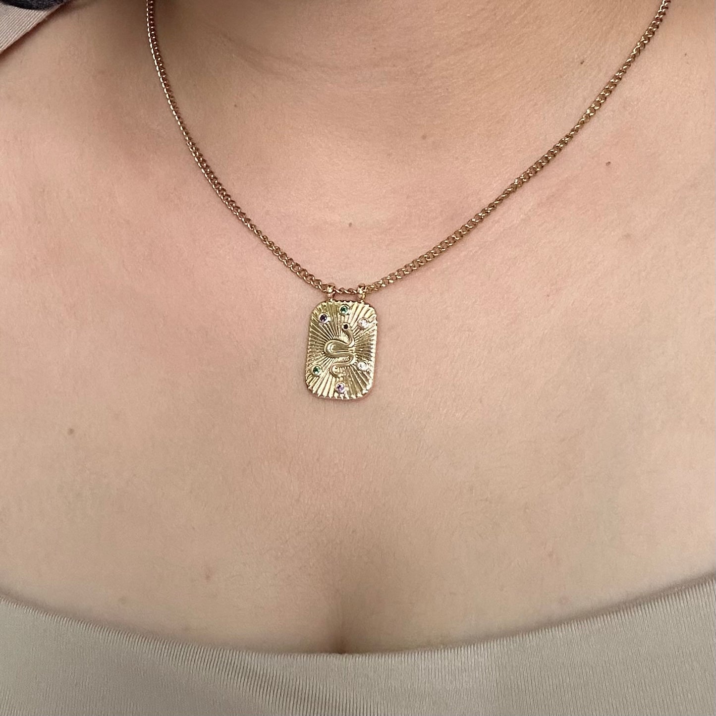 SNAKE CARVED NECKLACE | 18K GOLD PLATED