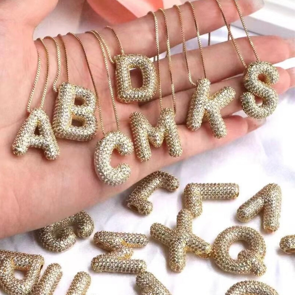 SPARKLINK BUBBLE INITIAL NECKLACE | 18K GOLD PLATED
