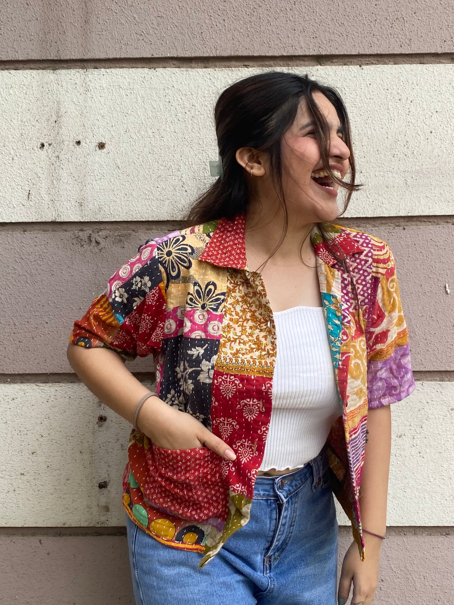 Patchwork Quilted crop Jacket