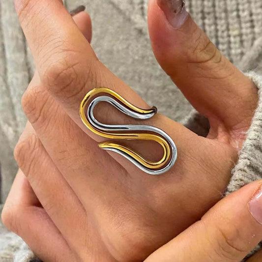 GOLD & SILVER MIX STATEMENT RING | 18K GOLD PLATED