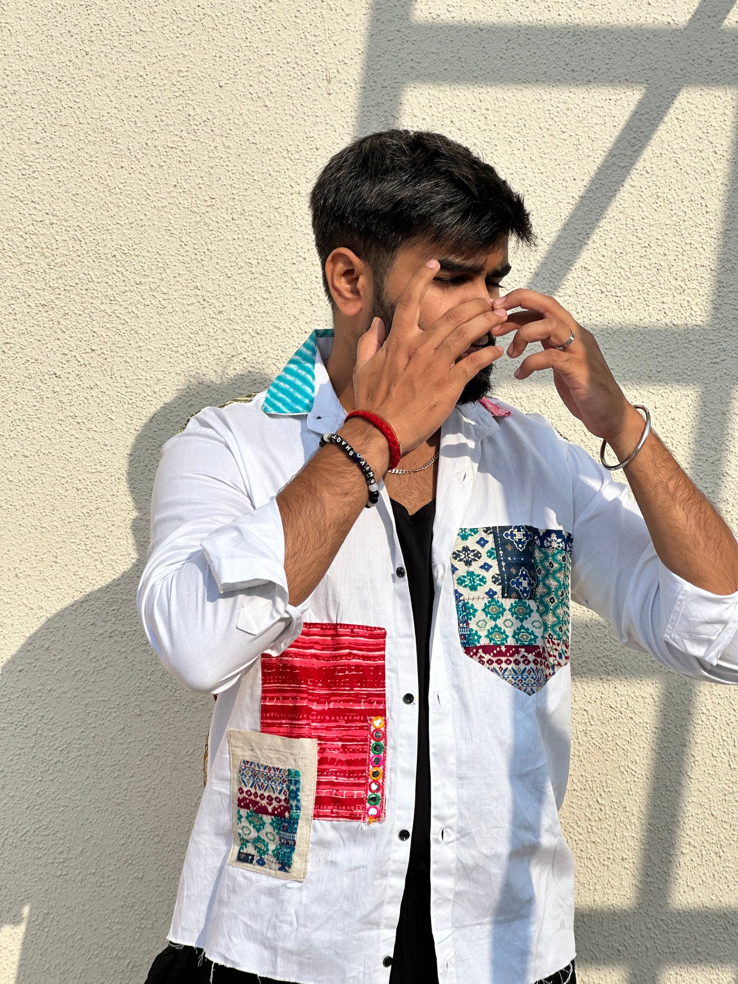 Safed Patchwork Shirt