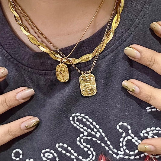 HERRINGBONE SNAKE NECKLACE STACK