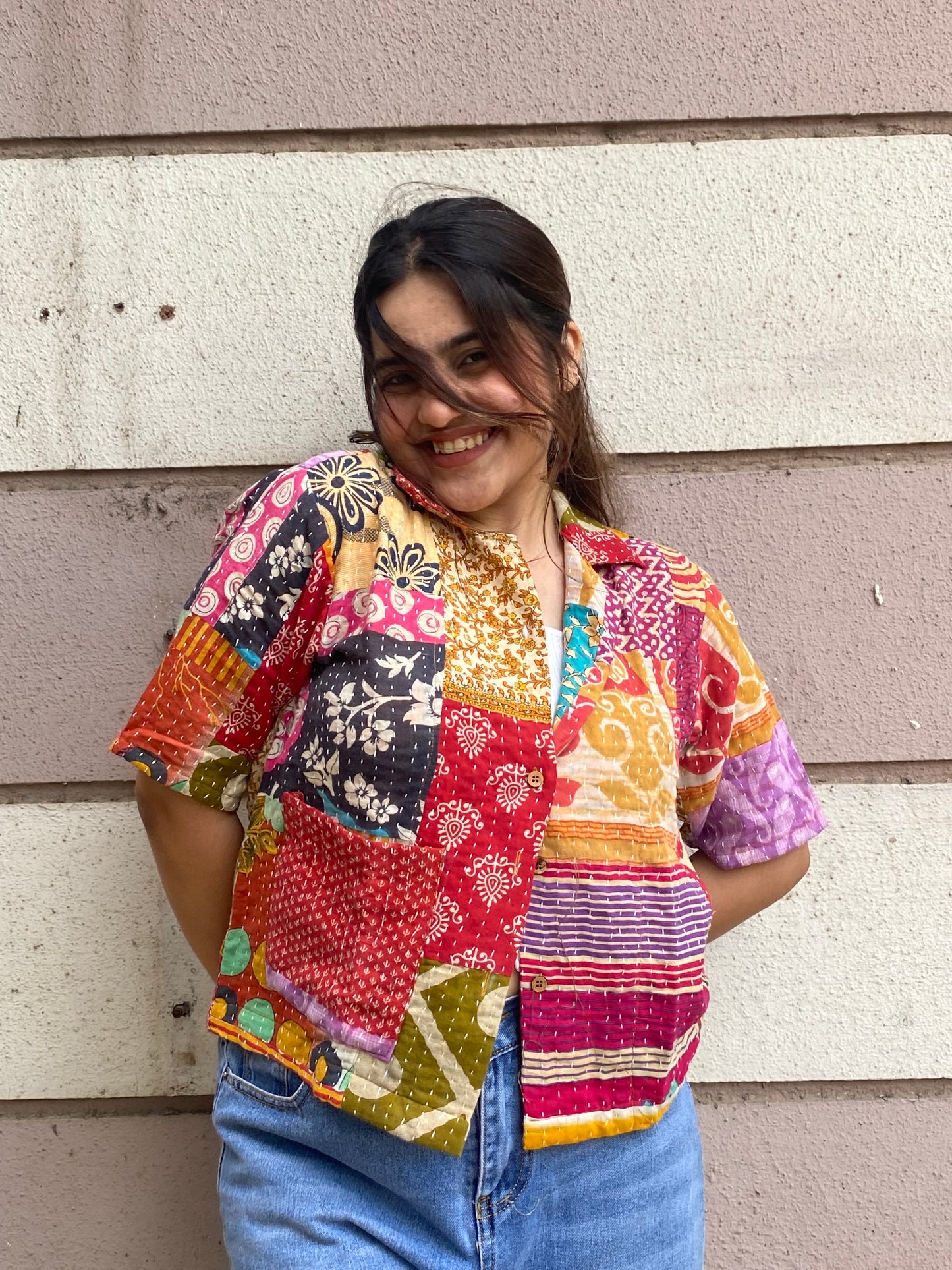 Patchwork Quilted crop Jacket