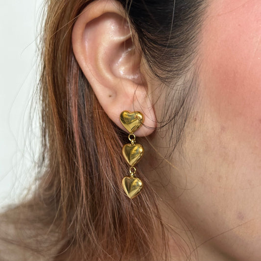 TRIPLE HEART DROP EARRINGS