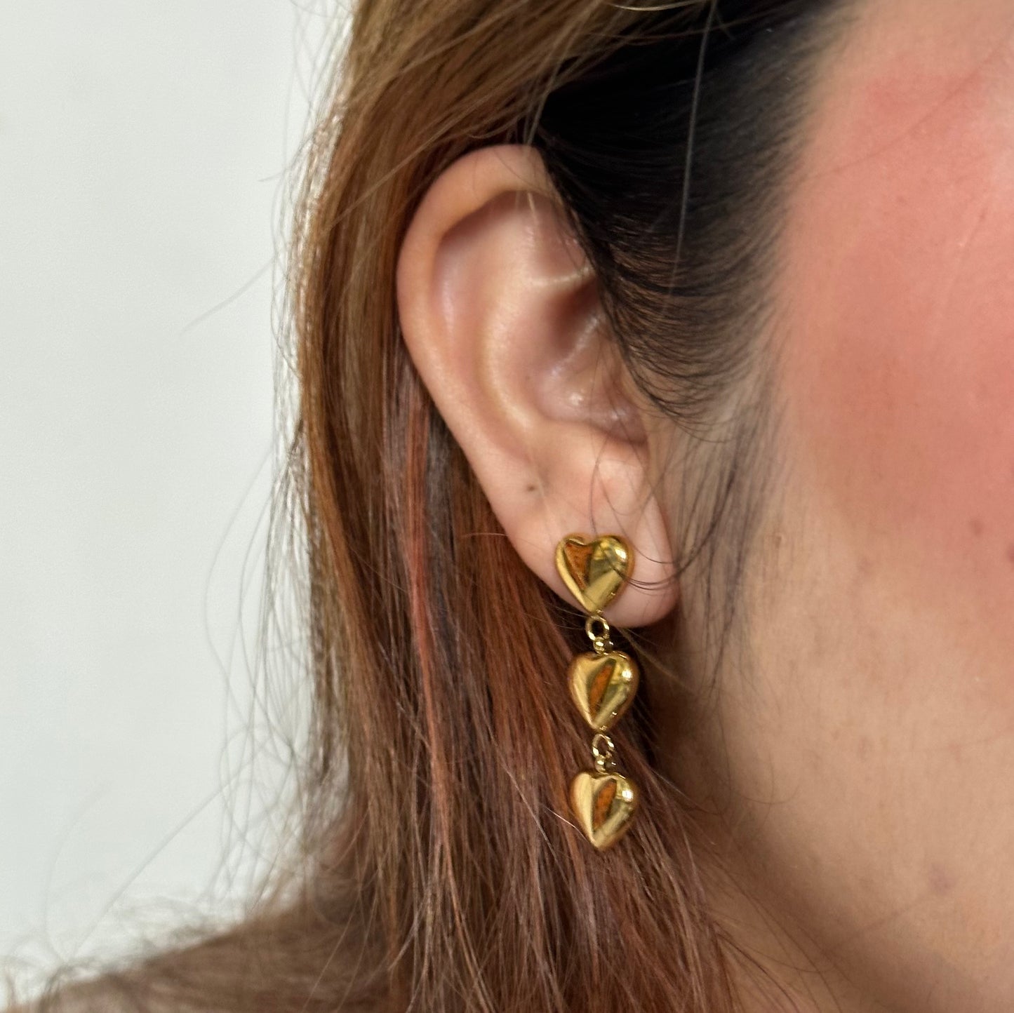 TRIPLE HEART DROP EARRINGS