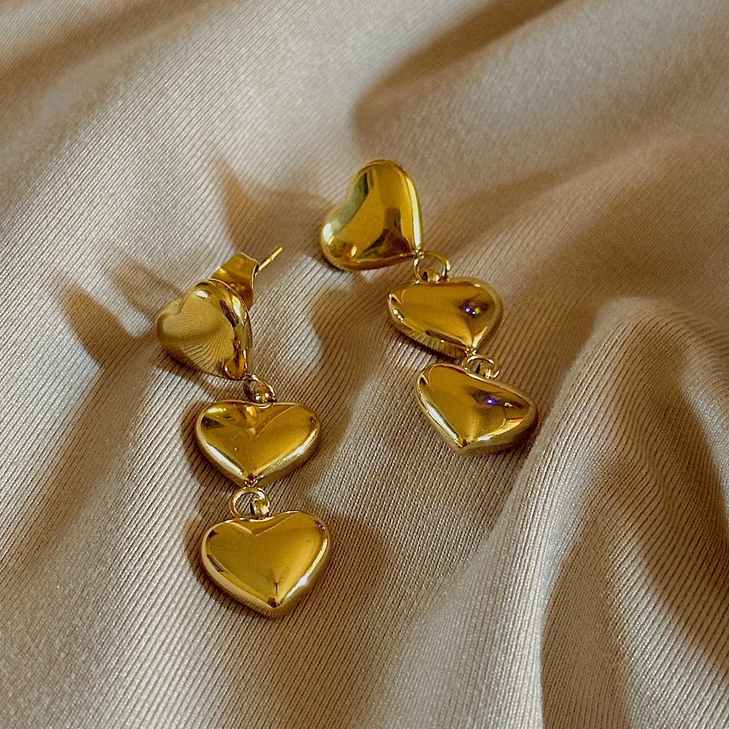 TRIPLE HEART DROP EARRINGS