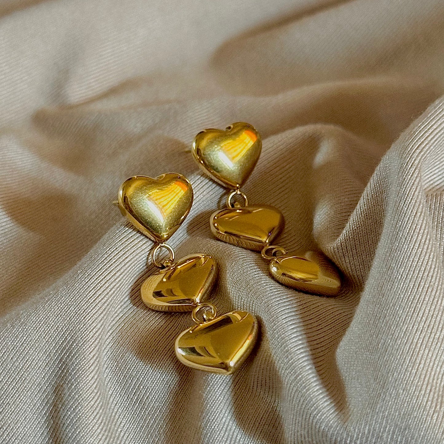 TRIPLE HEART DROP EARRINGS