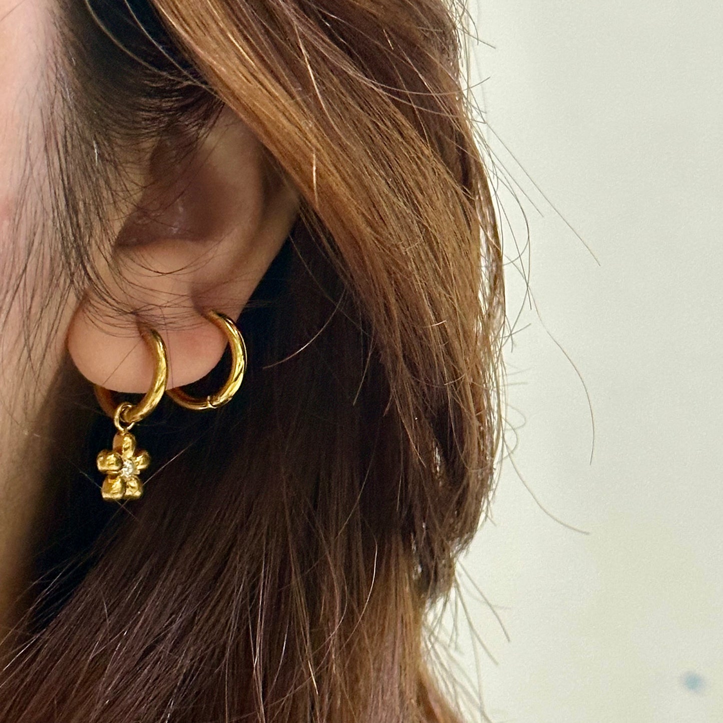 SUNFLOWER HUGGIE HOOP EARRING
