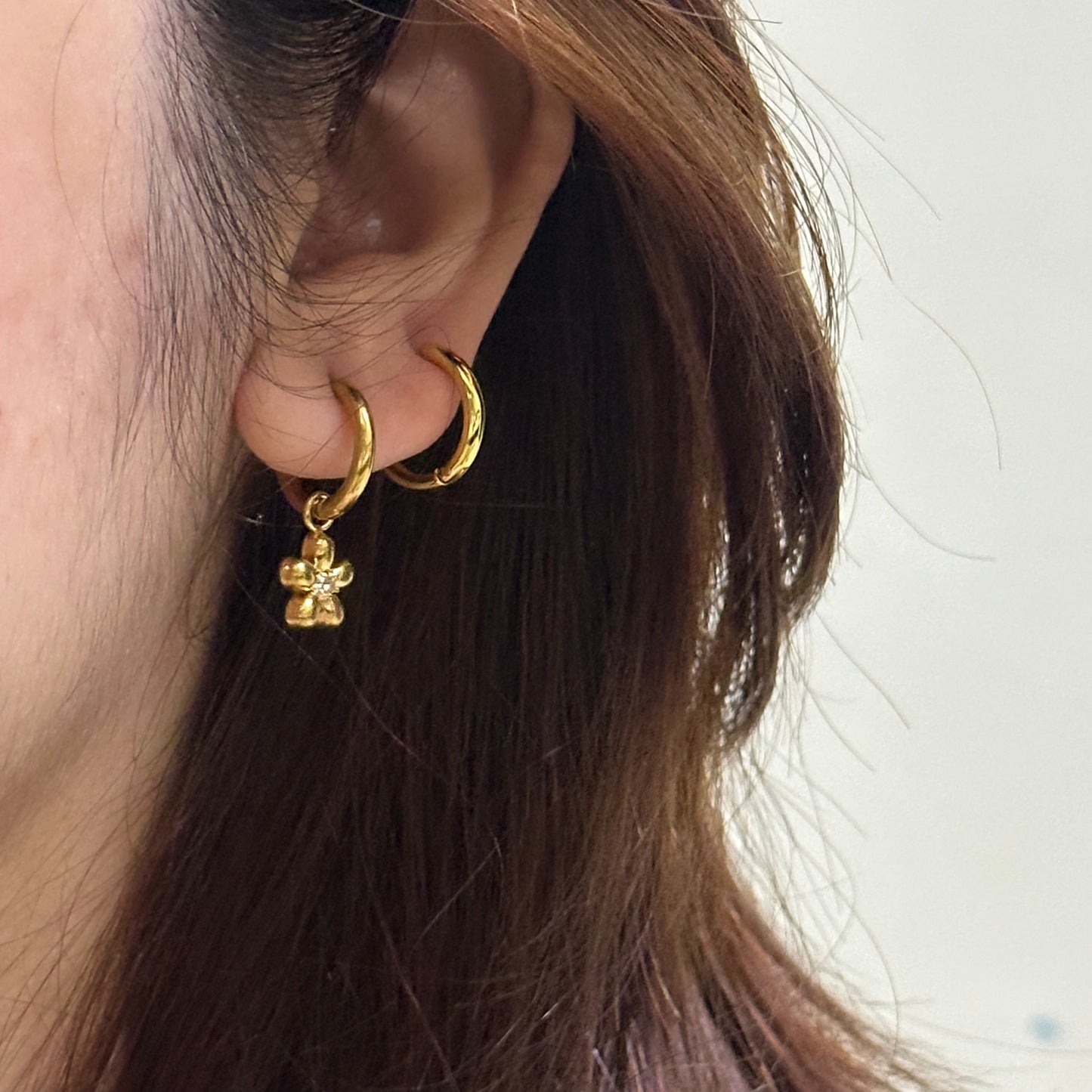 SUNFLOWER HUGGIE HOOP EARRING