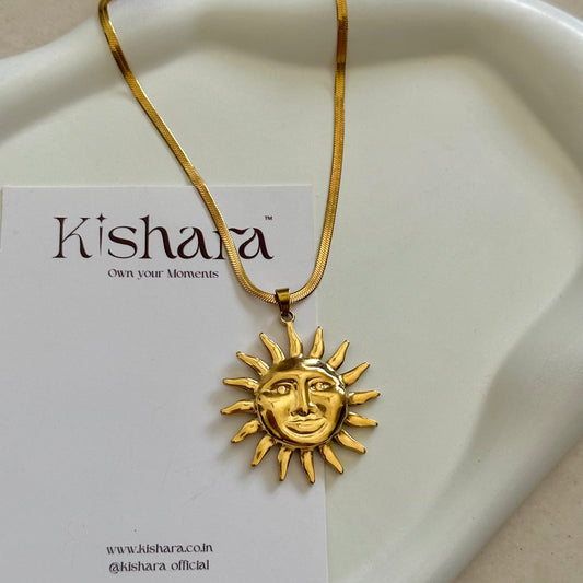 BOHO SUN PENDANT NECKLACE | 18K GOLD PLATED