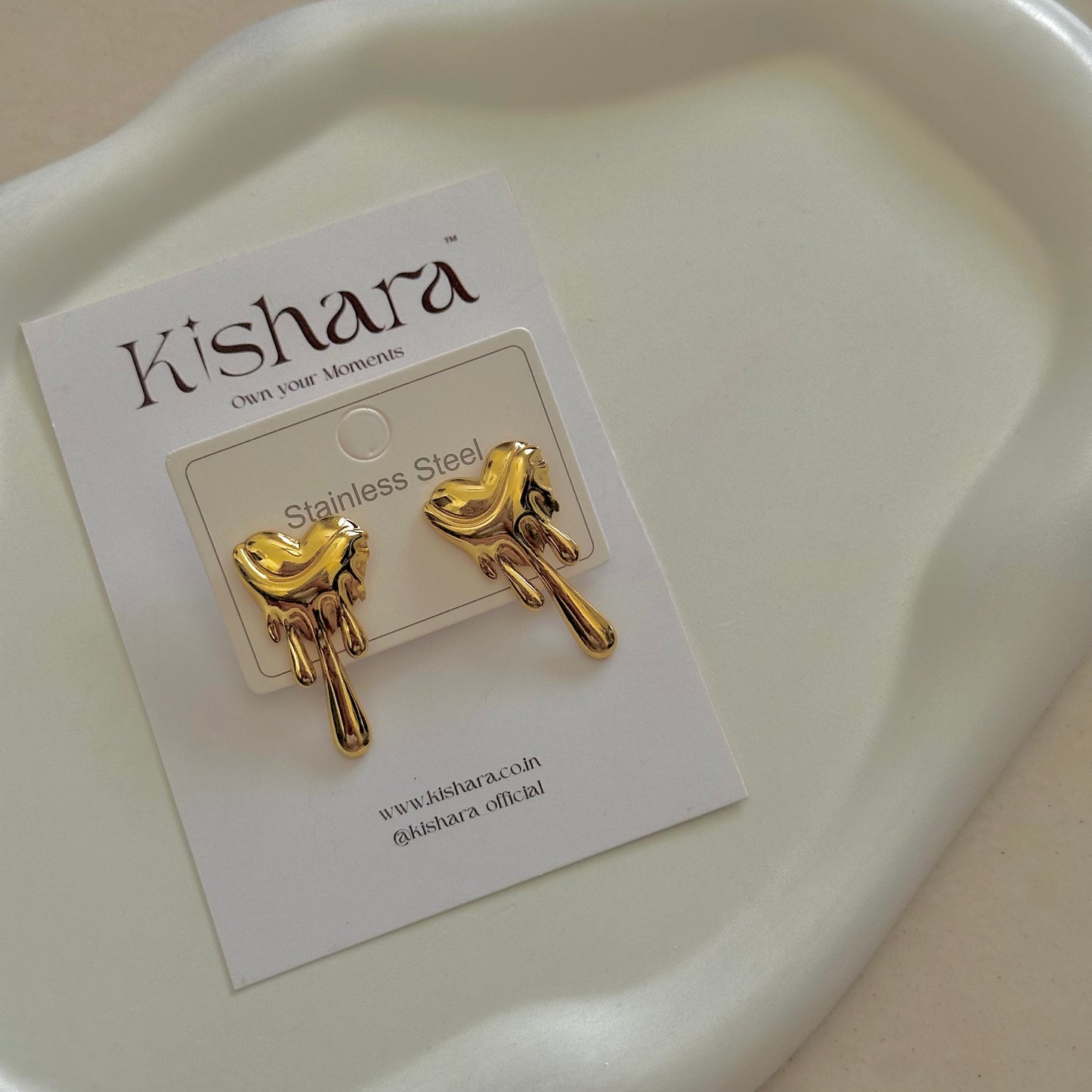 KISHARA MELTING HEART DROP EARRINGS | 18K GOLD PLATED