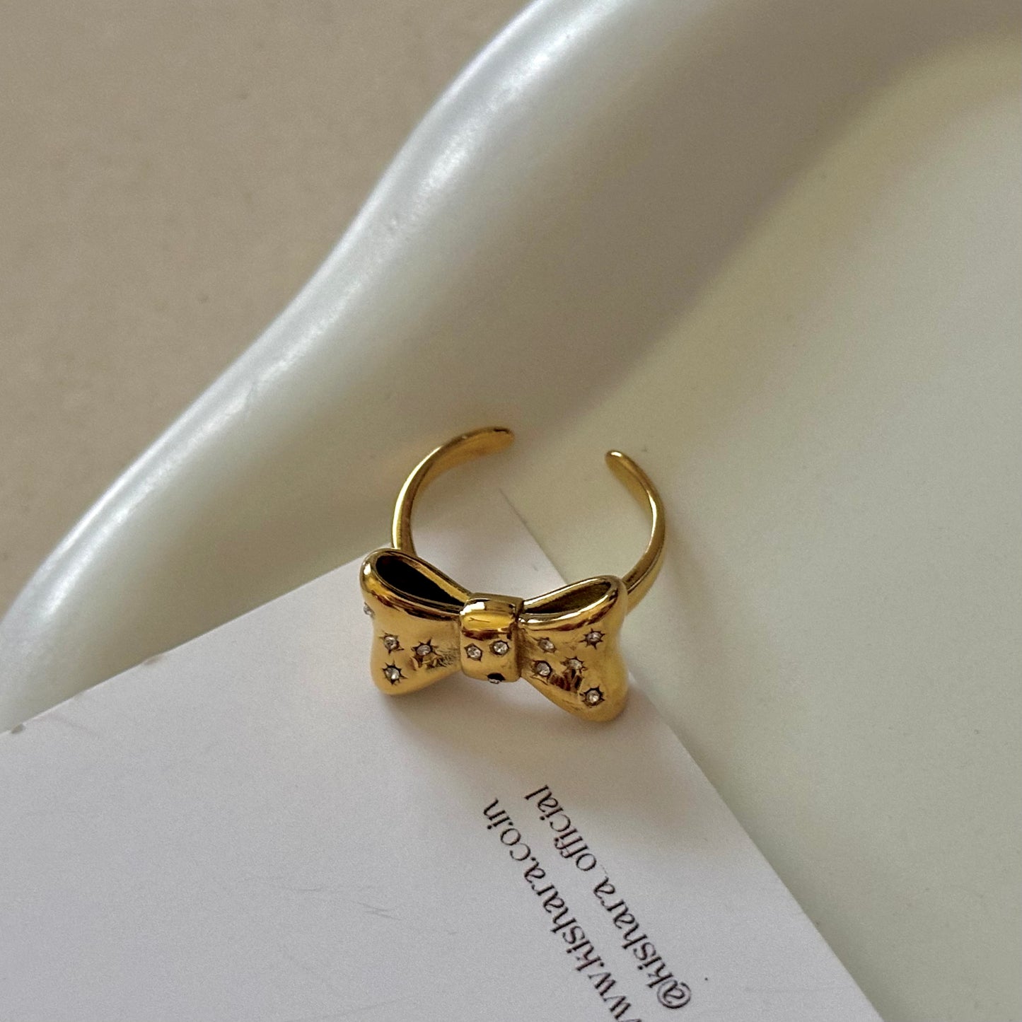 INTRICATE BOW ADJUSTABLE RING | 18K GOLD PLATED