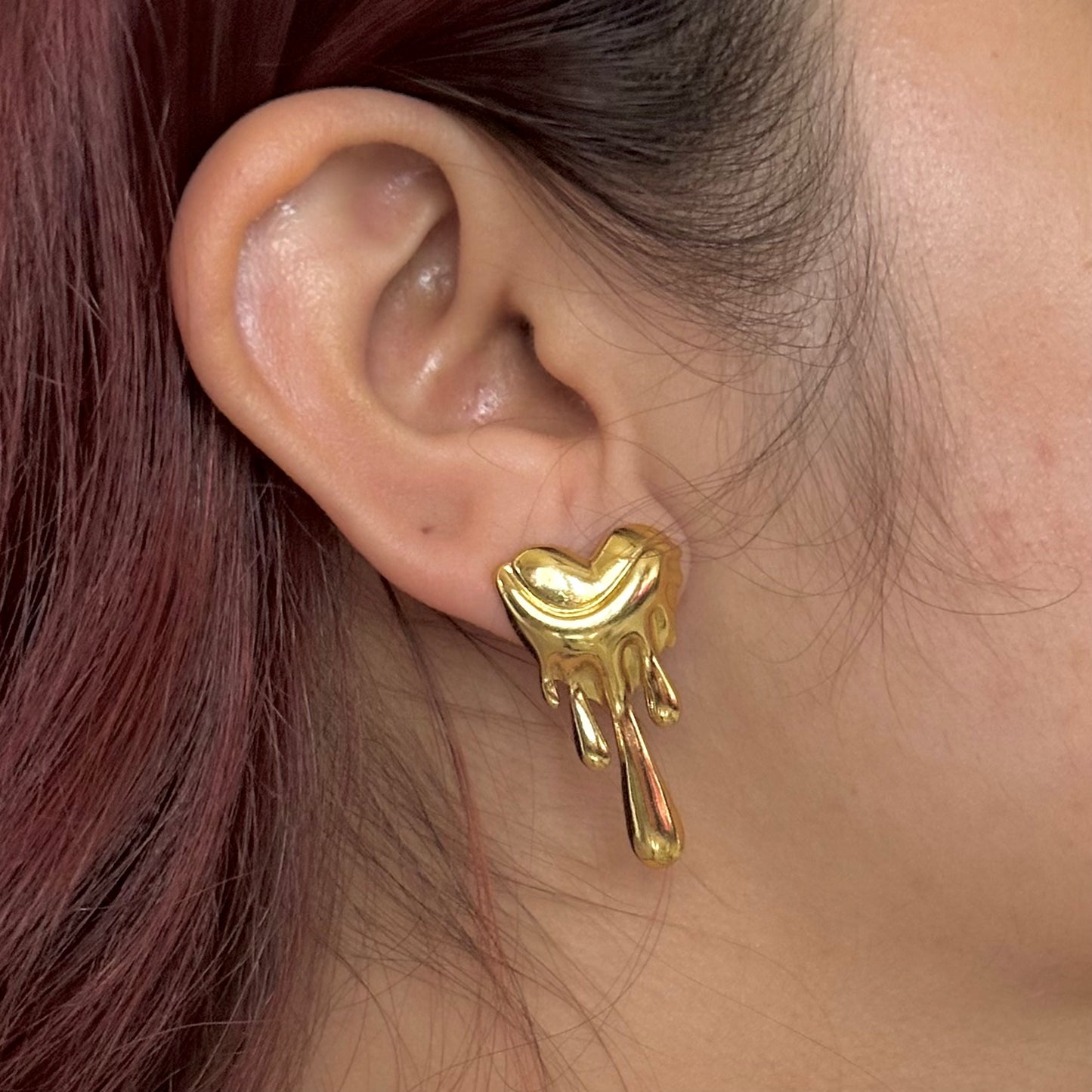 KISHARA MELTING HEART DROP EARRINGS | 18K GOLD PLATED