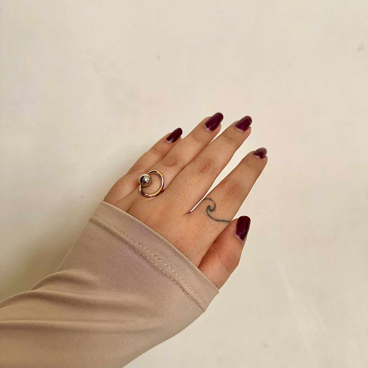 SILVER GOLD DUAL TONE ADJUSTABLE RING | 18K GOLD PLATED