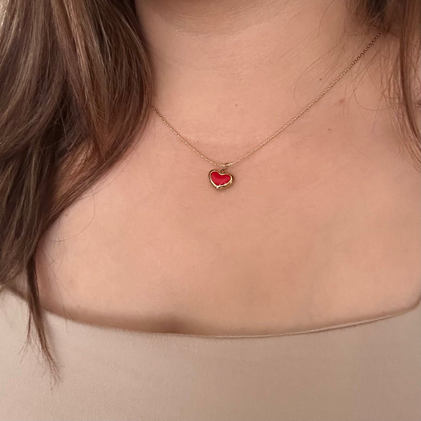 RED HEART REVERSIBLE GOLD NECKLACE