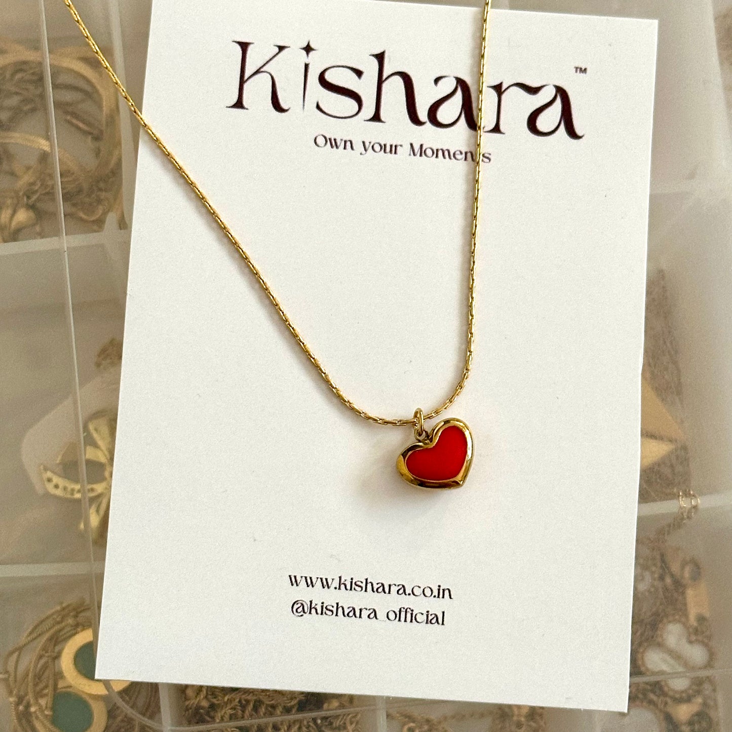 RED HEART REVERSIBLE GOLD NECKLACE