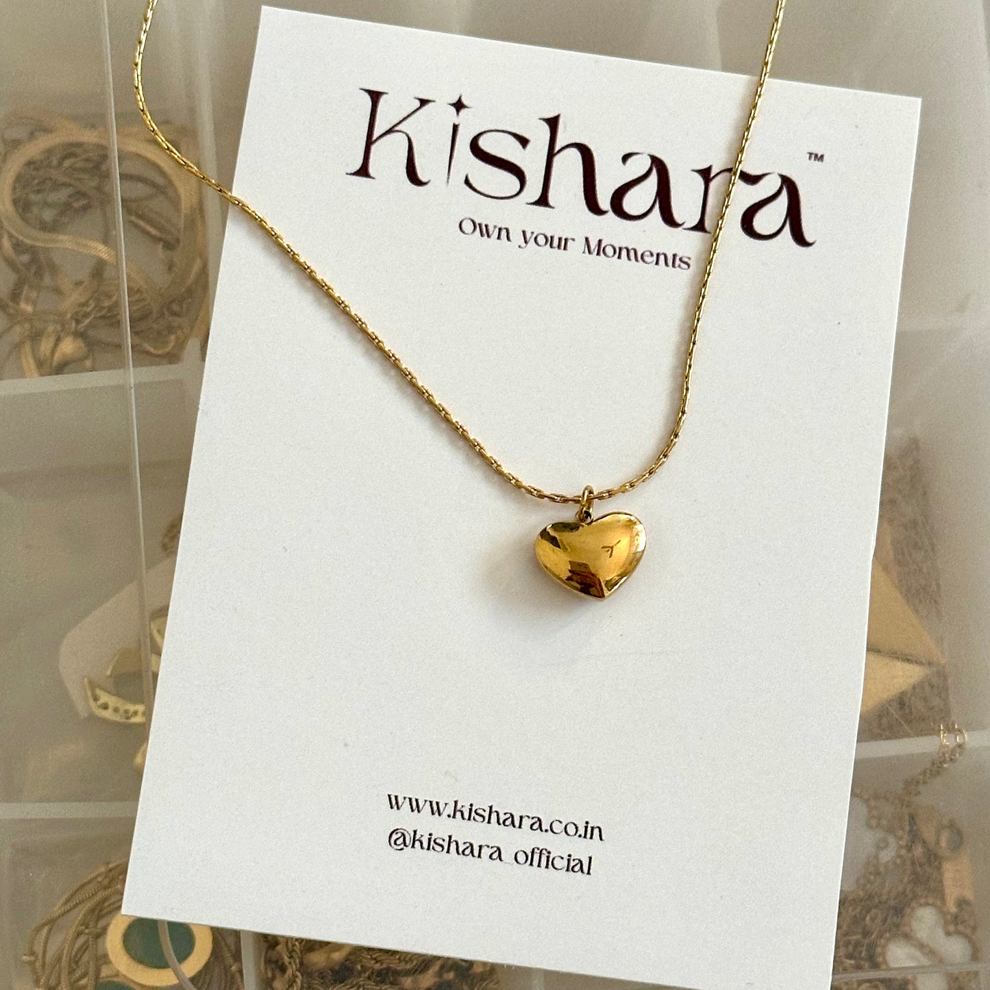 RED HEART REVERSIBLE GOLD NECKLACE