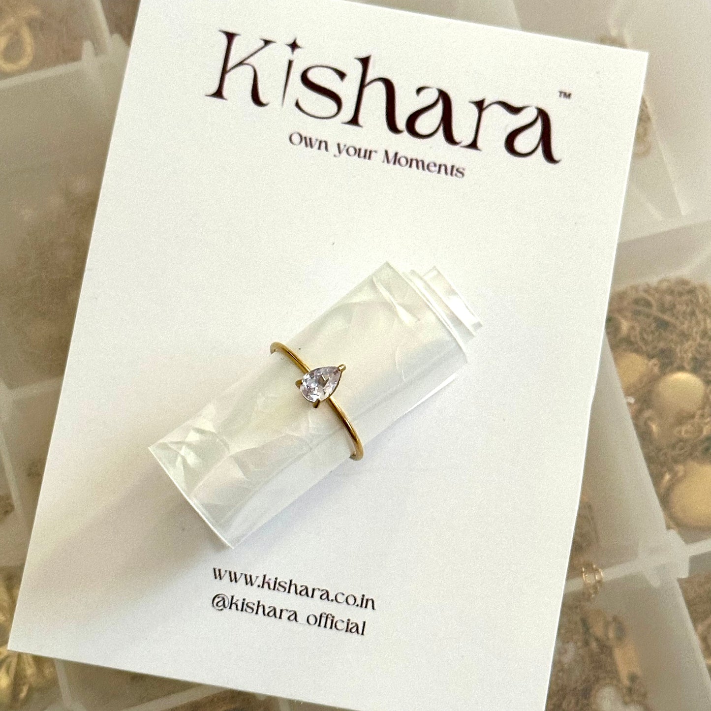 TEAR DROP ADJUSTABLE PROMISE RING