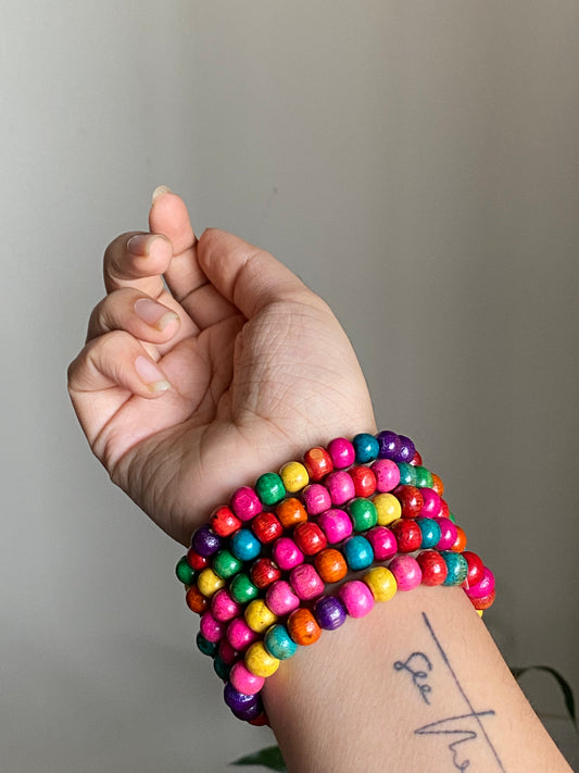 Multicolour wooden beads