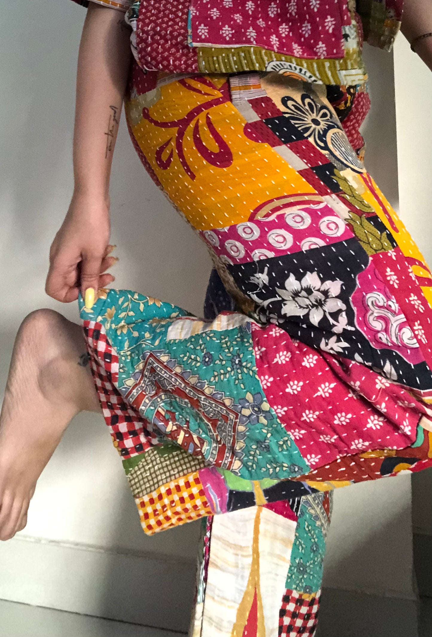 Patchwork Wide Leg Pants
