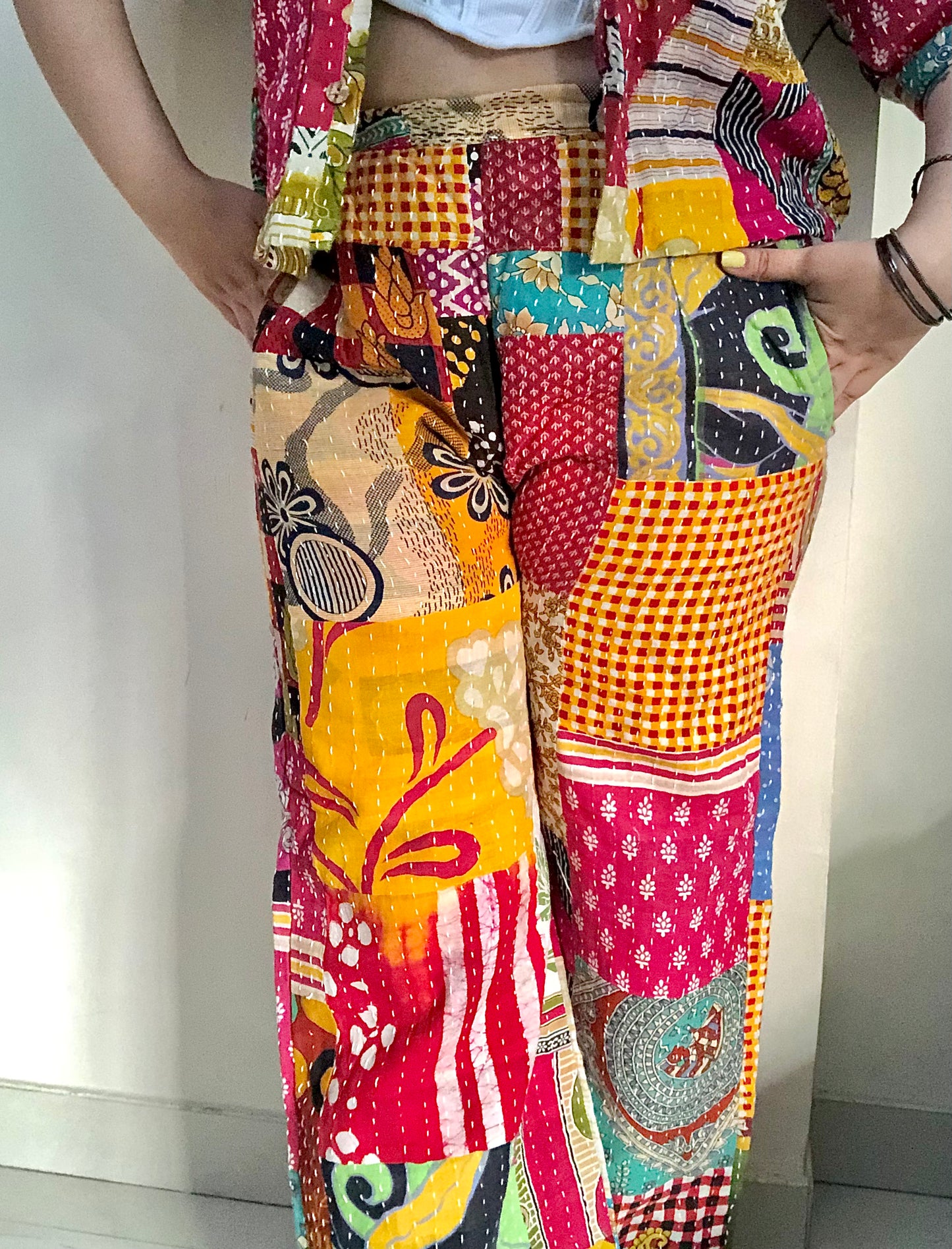 Patchwork Wide Leg Pants