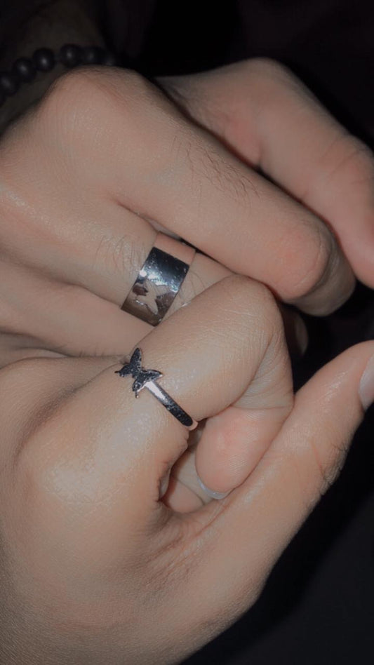Couple butterfly rings