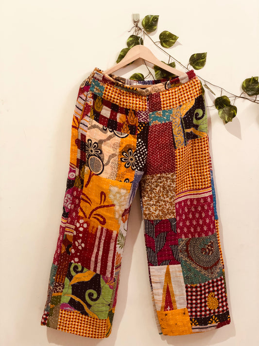 Patchwork Wide Leg Pants
