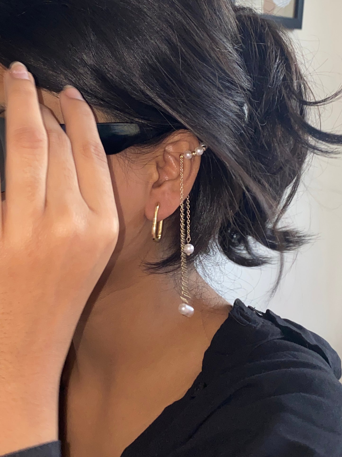 Pearl Dangler Earcuff ( fake Piercing)
