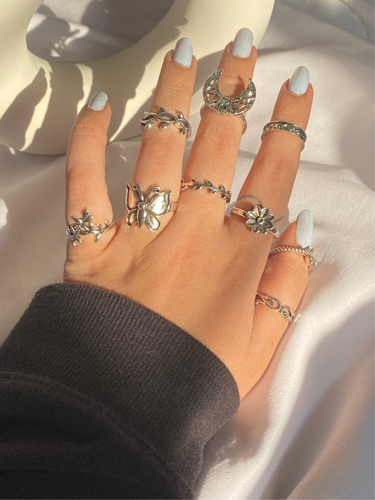Natalie Boho Silver Rings