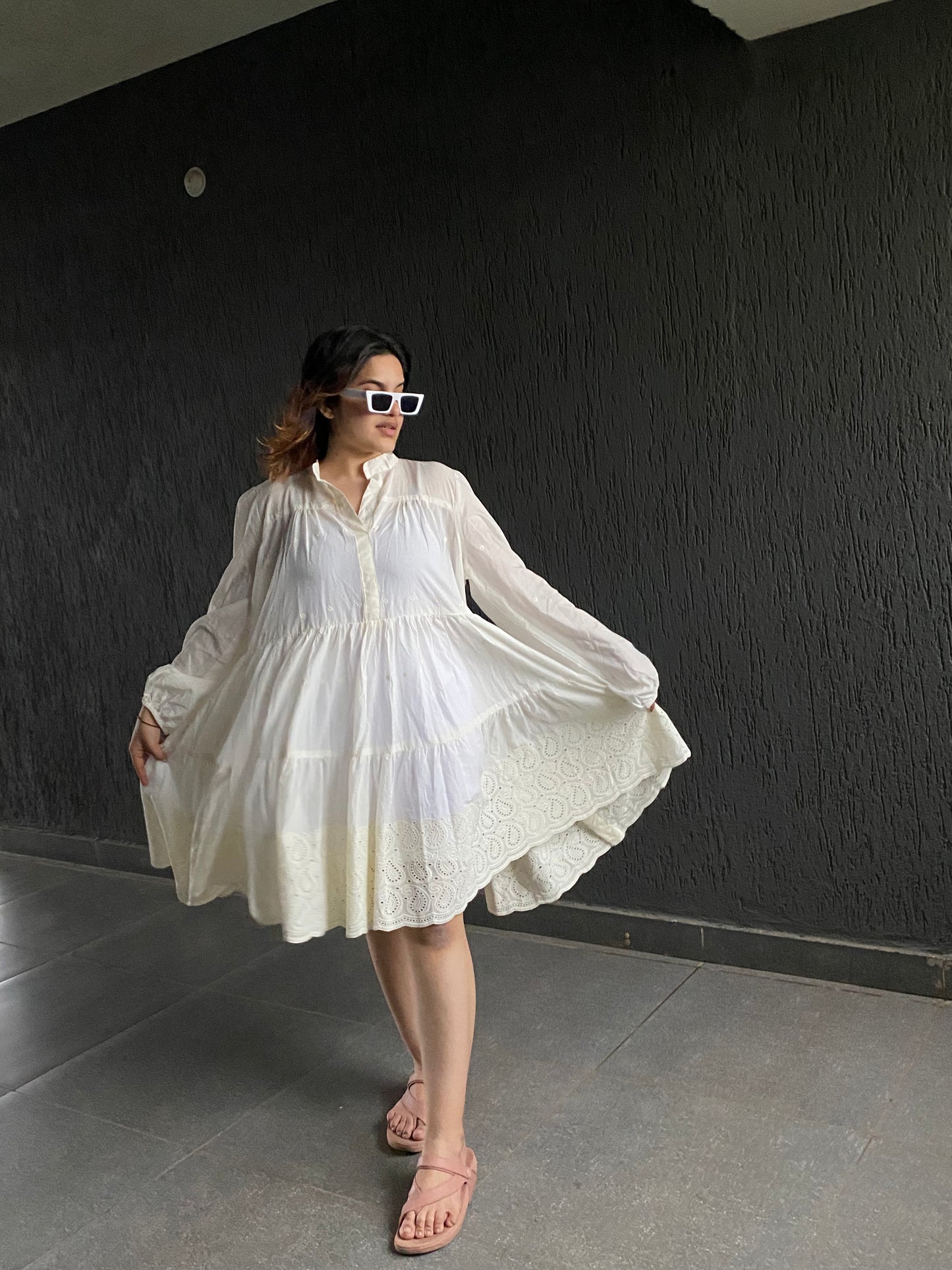 Boho White Dress with pockets