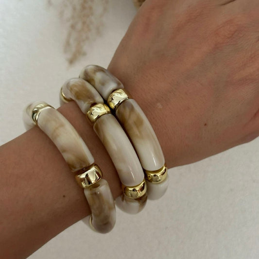 SET OF 3 ELASTIC RESIN/ACRYLIC BRACELETS