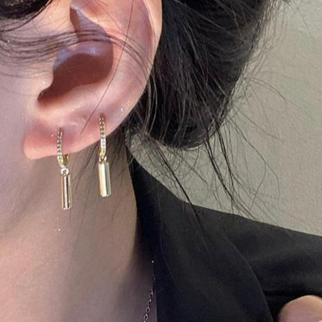 Bar Cylindrical drop earrings