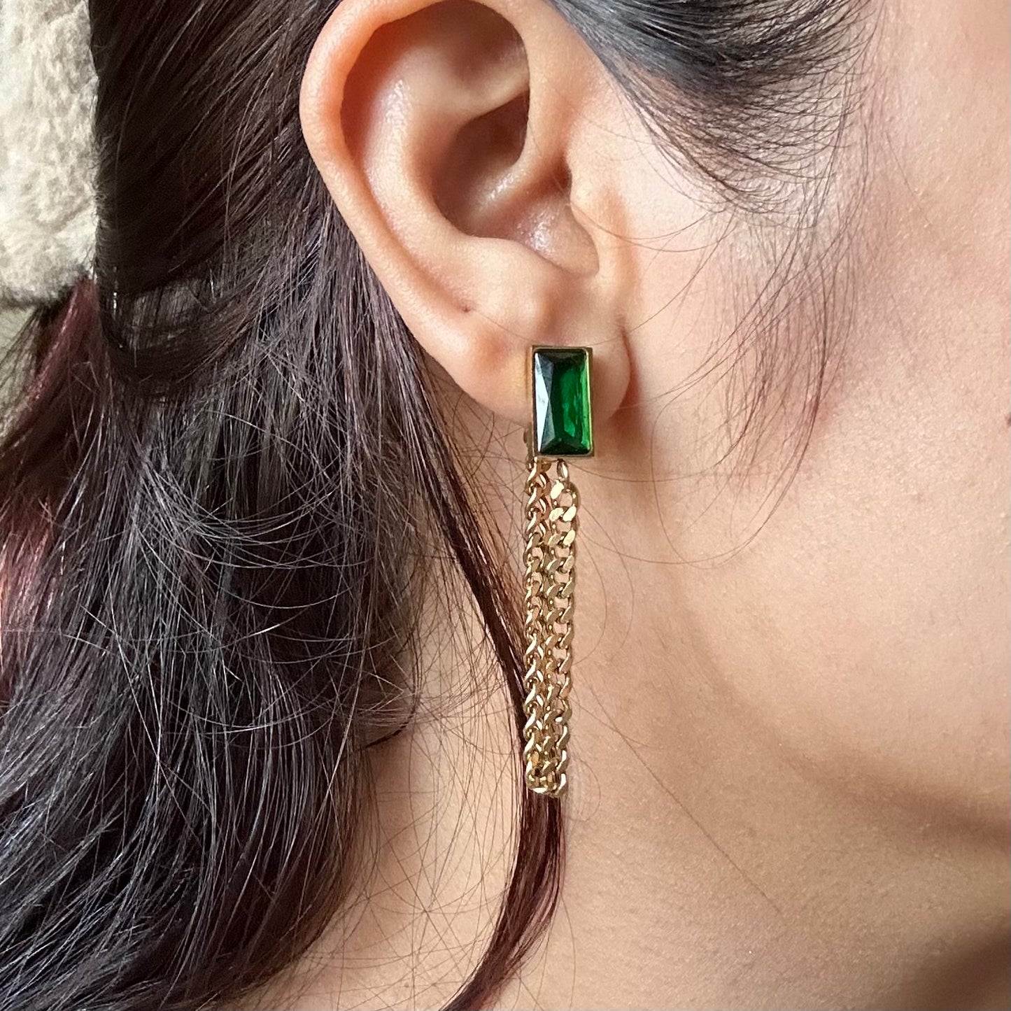 Emerald Chain Earrings