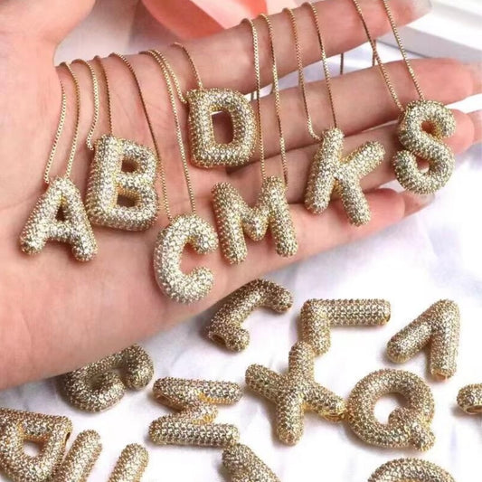 SPARKLINK BUBBLE INITIAL NECKLACE | 18K GOLD PLATED
