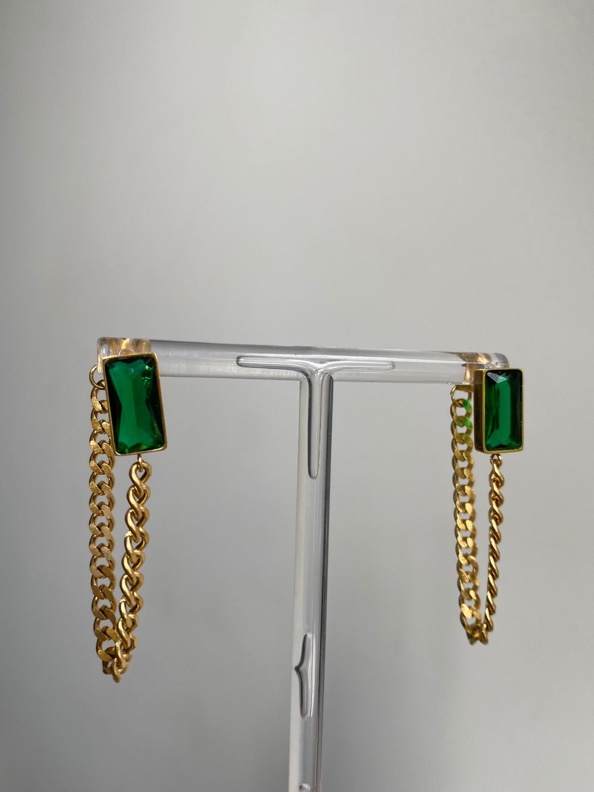 Emerald Chain Earrings