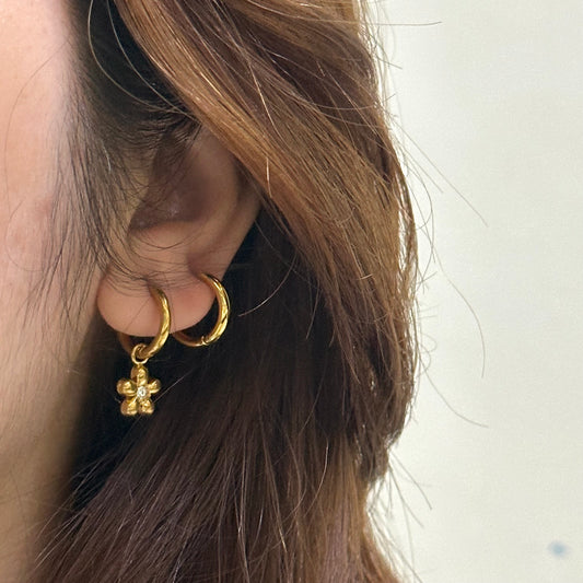 SUNFLOWER HUGGIE HOOP EARRING
