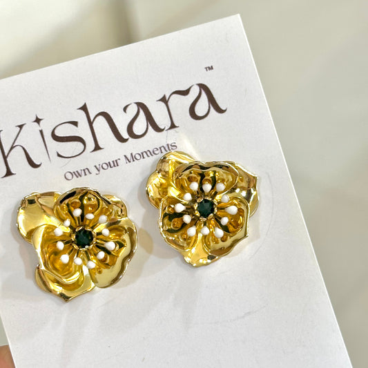 FLORA EMERALD STUDS
