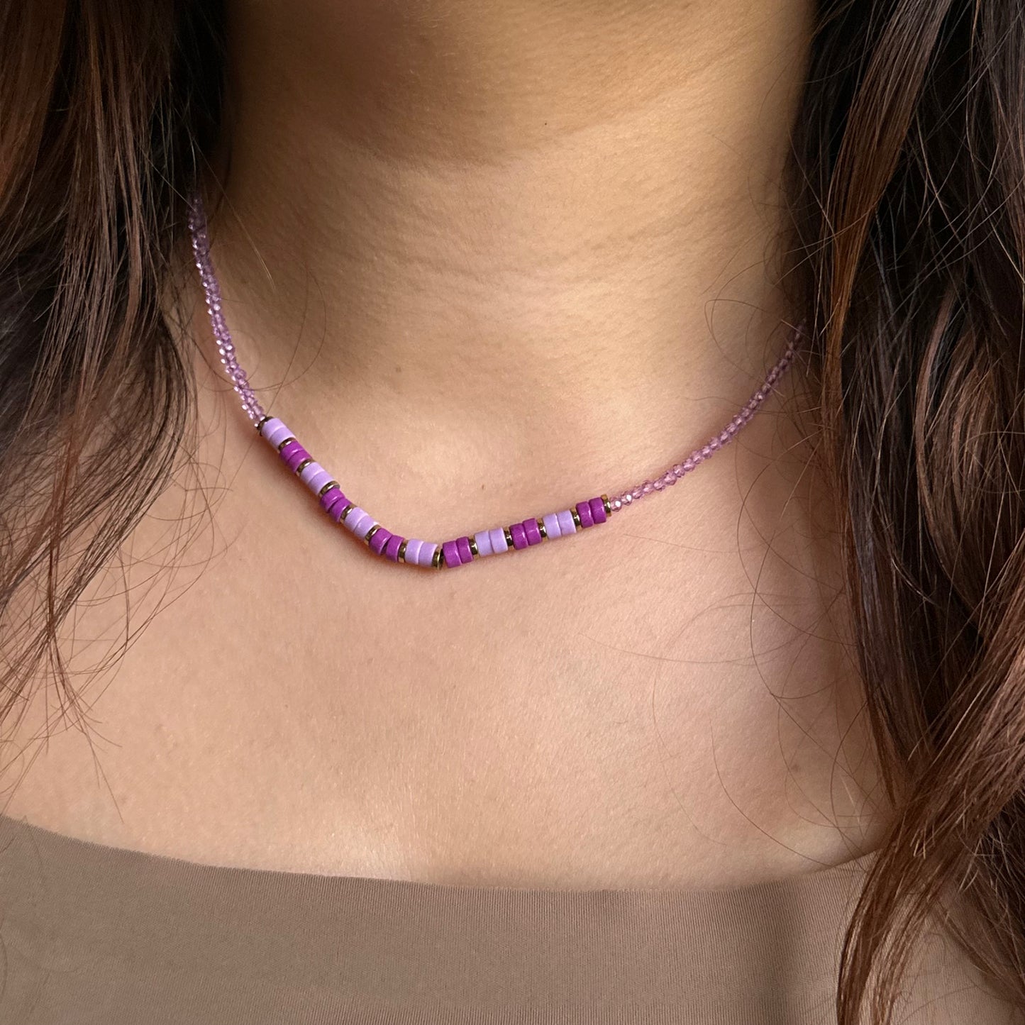 ORCHID BEADED NECKLACE