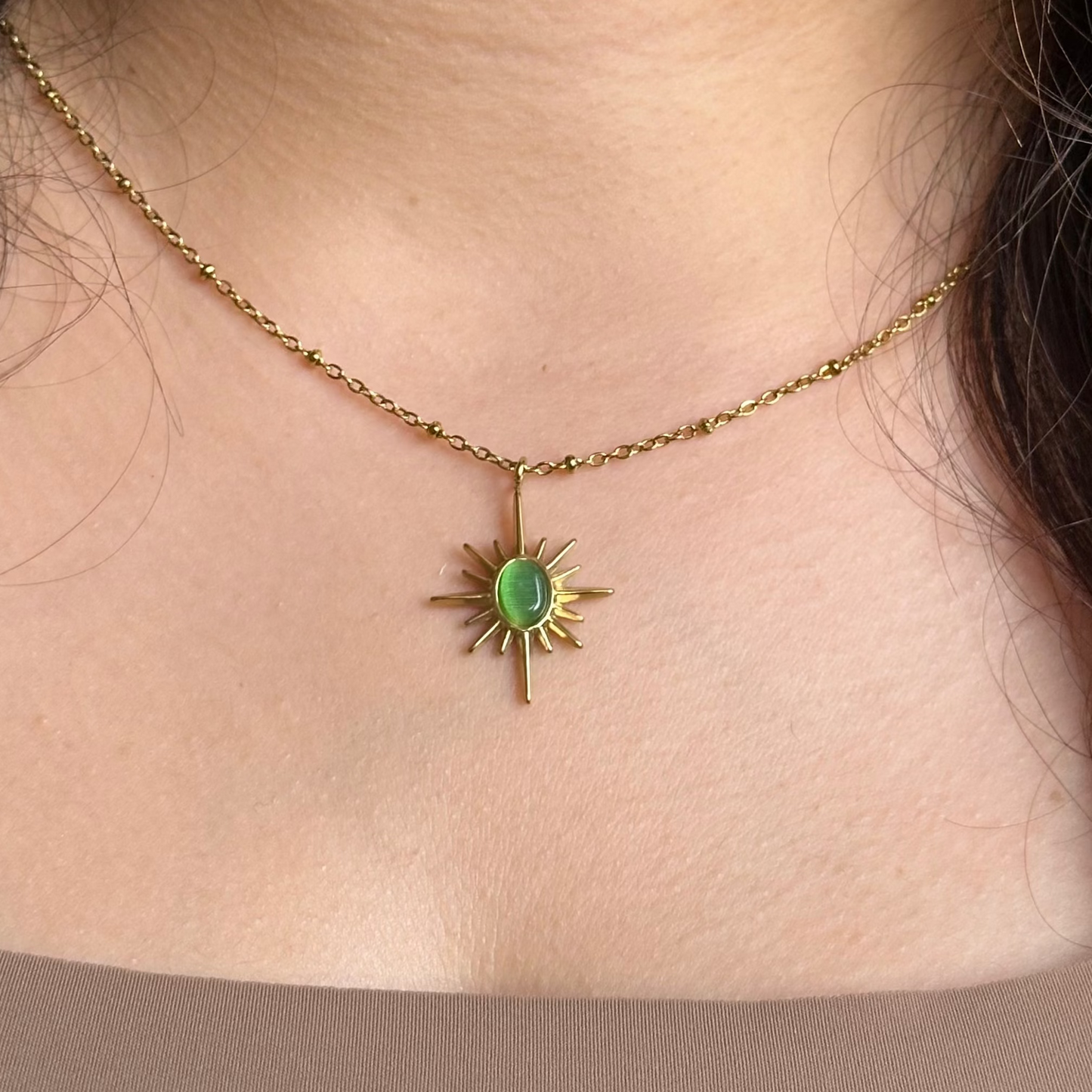 EMERALD SOLAR PENDANT NECKLACE