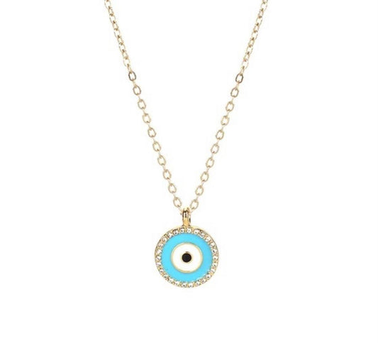 Evil eye circle necklace